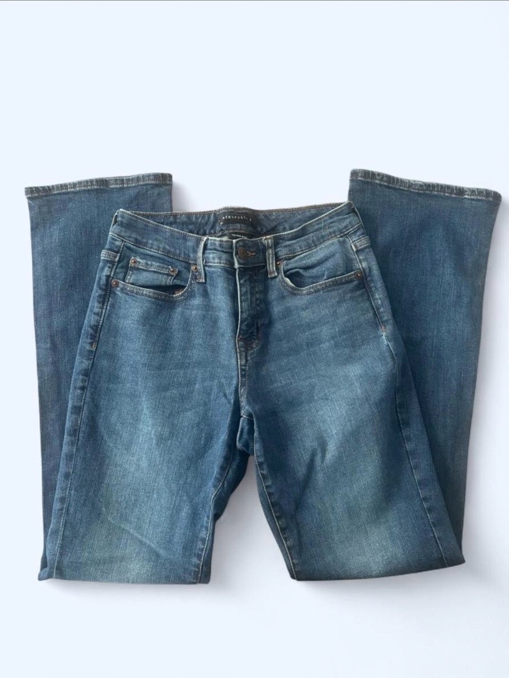 Aeropostale Women's Midrise Bootcut Blue Dark Wash Denim Jeans